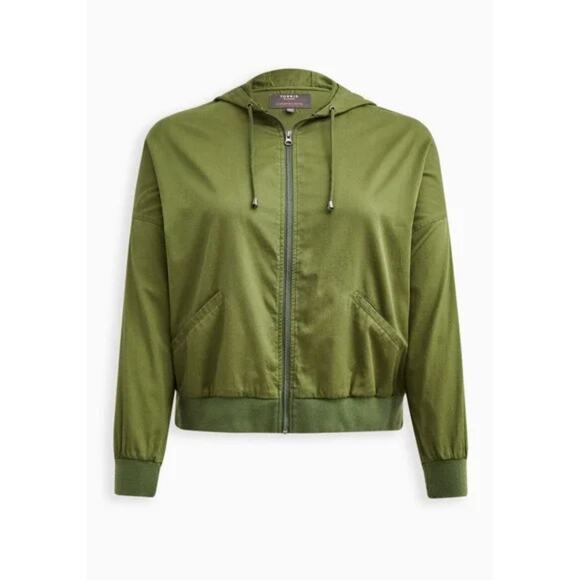 Torrid Green Twill Dolman Zip-Front Anorak Jacket Plus Lightweight Size 4 NWT - Picture 1 of 8